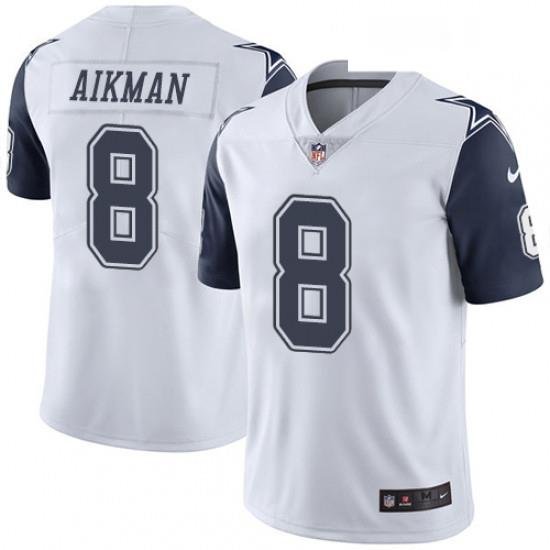 Mens Nike Dallas CoWboys 8 Troy Aikman Limited White Rush Vapor Untouchable NFL Jersey