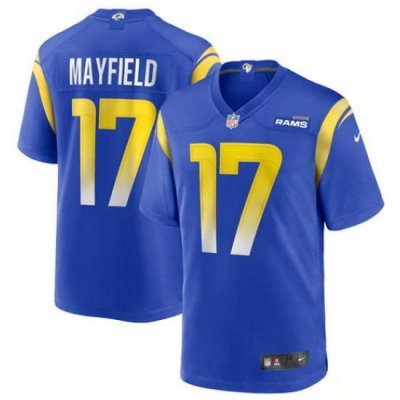 Men Los Angeles Rams 17 Baker Mayfield Royal Stitched Game Jersey