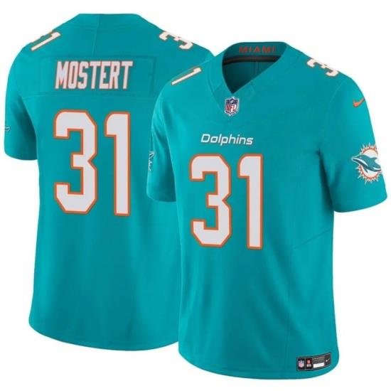 Men Miami Dolphins 31 Raheem Mostert Aqua 2023 F U S E Vapor Limited Stitched Football Jersey