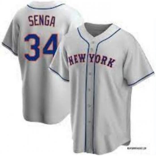 Men Nike NeW York Mets Kodai Senga #34 Gray Stitched FLexbase MLB Jersey