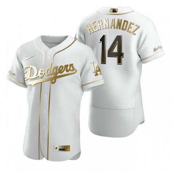 Los Angeles Dodgers 14 Enrique Hernandez White Nike Mens Authentic Golden Edition MLB Jersey