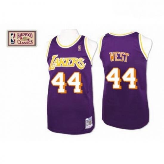 Mens Mitchell and Ness Los Angeles Lakers 44 Jerry West Swingman Purple Throwback NBA Jersey