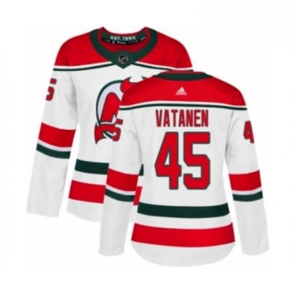 Womens Adidas New Jersey Devils 45 Sami Vatanen Authentic White Alternate NHL Jersey