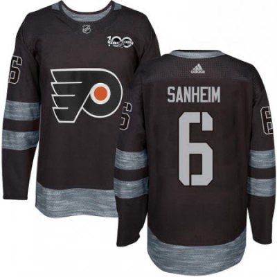 Mens Adidas Philadelphia Flyers 6 Travis Sanheim Premier Black 1917 2017 100th Anniversary NHL Jersey