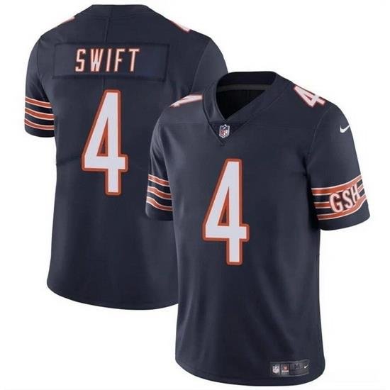 Men Chicago Bears 4 D u2019Andre Swift Navy Vapor Stitched Football Jersey