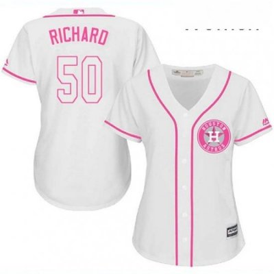 Womens Majestic Houston Astros 50 JR Richard Authentic White Fashion Cool Base MLB Jersey