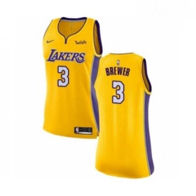 Womens Los Angeles Lakers 3 Corey Brewer Authentic Gold Home Basketball Jersey Icon Edition