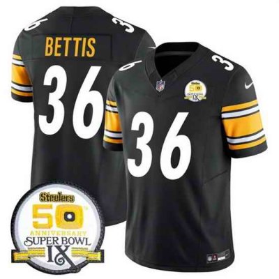 Men Pittsburgh Steelers 36 Jerome Bettis Black 2024 F U S E 50th Anniversary Of Super Bowl IX Alternate Vapor Untouchable Limited Stitched Jersey