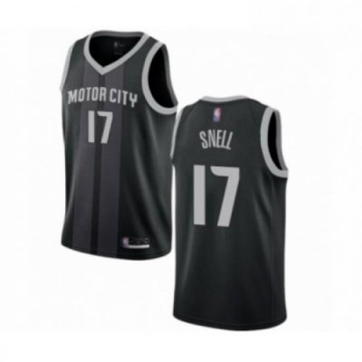 Mens Detroit Pistons 17 Tony Snell Authentic Black Basketball Jersey City Edition