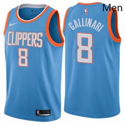 Mens Nike Los Angeles Clippers 8 Danilo Gallinari Swingman Blue NBA Jersey City Edition