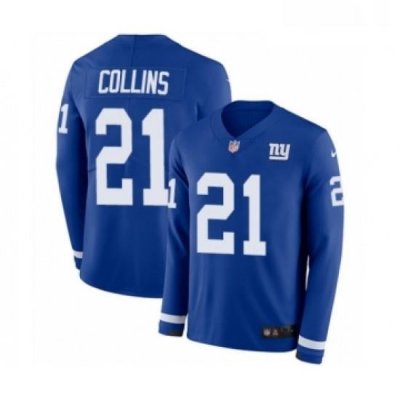 Mens Nike New York Giants 21 Landon Collins Limited Royal Blue Therma Long Sleeve NFL Jersey