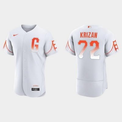 Men San Francisco Giants 72 Jason Krizan Men 2021 City Connect Authentic White Jersey