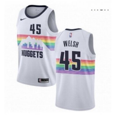 Mens Nike Denver Nuggets 45 Thomas Welsh Swingman White NBA Jersey City Edition