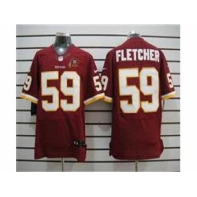 Nike Washington Redskins 59 London Fletcher Red Elite 80TH Patch NFL Jersey