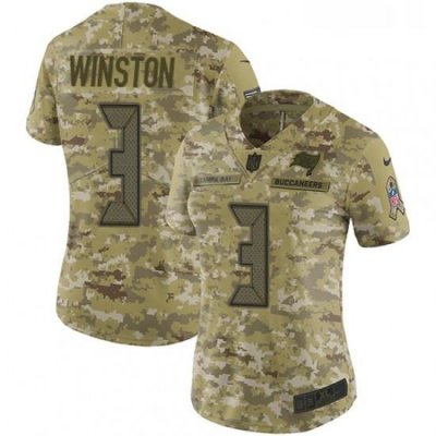 Womens Nike Tampa Bay Buccaneers 3 Jameis Winston Limited Camo 2018 Salute to Service NFL Jersey