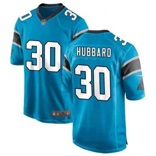 Men Carolina Panthers #30 Chuba Hubbard Blue F U S E Stitched NFL Jersey