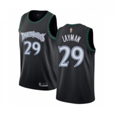 Mens Minnesota Timberwolves 29 Jake Layman Authentic Black Hardwood Classics Jersey