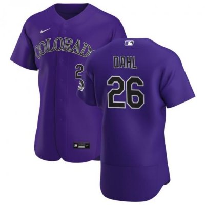 Men Colorado Rockies 26 David Dahl Men Nike Purple Alternate 2020 Flex Base Player MLB Jersey