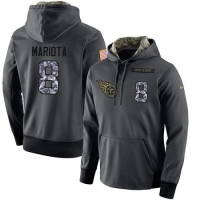 NFL Mens Nike Tennessee Titans 8 Marcus Mariota Stitched Black Anthracite Salute to Service Player Performance Hoodie