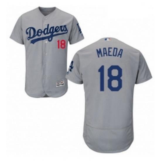 Mens Majestic Los Angeles Dodgers 18 Kenta Maeda Gray Alternate Flex Base Authentic Collection MLB Jersey