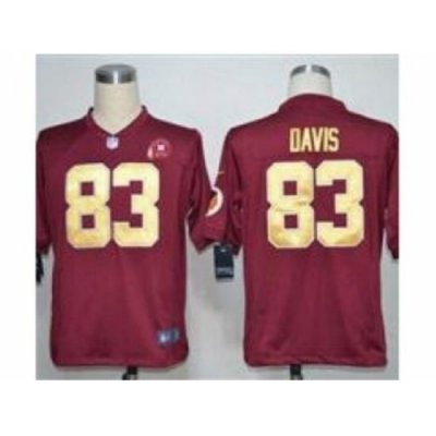 Nike Washington Redskins 83 Fred Davis Red Game Gold Number 80TH Patch NFL Jersey