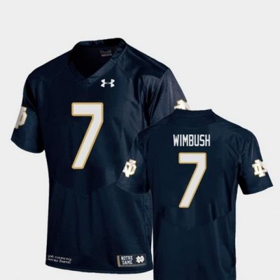 Men Notre Dame Fighting Irish Brandon Wimbush 7 Navy College Football Replica Jersey