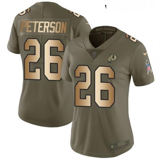 Womens Nike Washington Redskins 26 Adrian Peterson Limited Olive Gold 2017 Salute to Service NFL Jersey