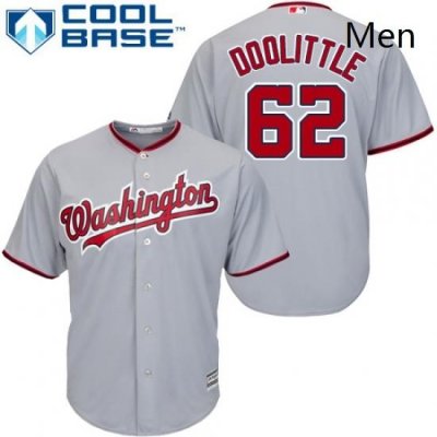 Mens Majestic Washington Nationals 62 Sean Doolittle Replica Grey Road Cool Base MLB Jersey