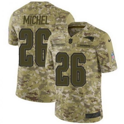 Nike Patriots #26 Sony Michel Camo Mens Stitched NFL Limited 2018 Salute To Service Jersey