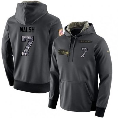 NFL Mens Nike Seattle Seahawks 7 Blair Walsh Stitched Black Anthracite Salute to Service Player Performance Hoodie