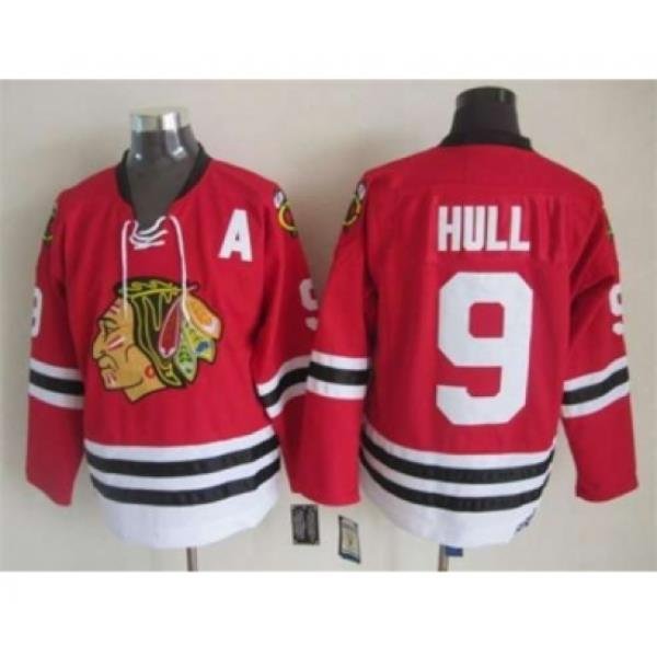 nhl jerseys chicago blackhawks 9 hull red[m&n][patch A]