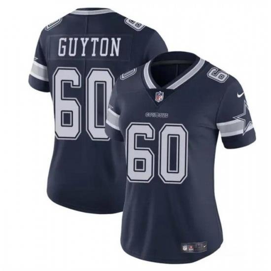 Women Dallas Cowboys 60 Tyler Guyton Navy 2024 Draft Vapor Limited Stitched Football Jersey