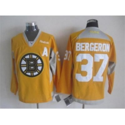 NHL Boston Bruins 37 Patrice Bergeron yellow jerseys