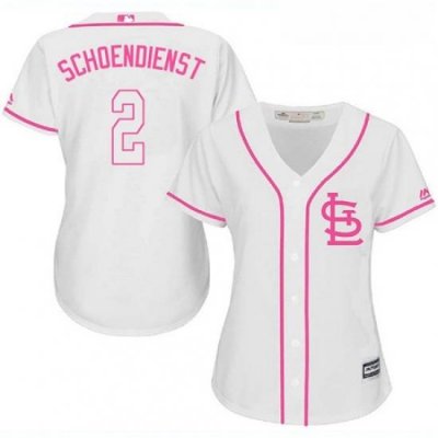 Womens Majestic St Louis Cardinals 2 Red Schoendienst Replica White Fashion Cool Base MLB Jersey