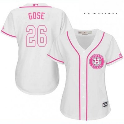 Womens Majestic Houston Astros 26 Anthony Gose Replica White Fashion Cool Base MLB Jersey