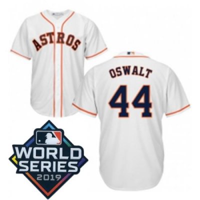 Youth Majestic Houston Astros 44 Roy OsWalt White Home Cool Base Sitched 2019 World Series Patch Jersey