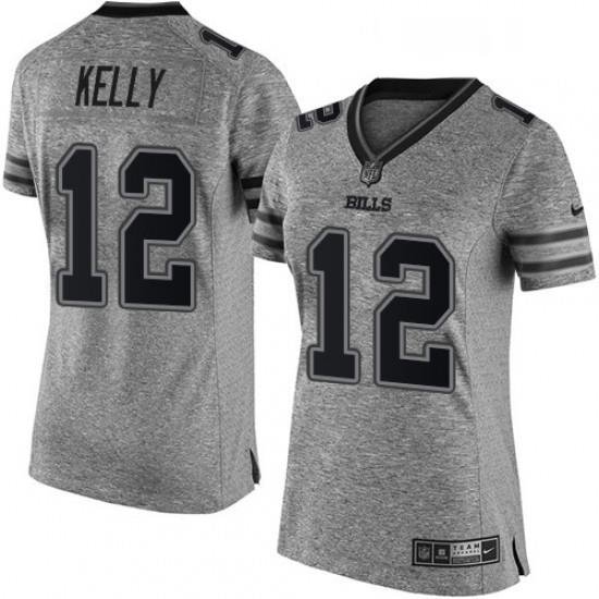 Womens Nike Buffalo Bills 12 Jim Kelly Limited Gray Gridiron NFL Jersey