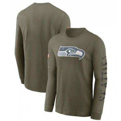 Men Seattle Seahawks Olive 2022 Salute To Service Long Sleeve T Shirt