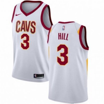 Mens Nike Cleveland Cavaliers 3 George Hill Authentic White NBA Jersey Association Edition