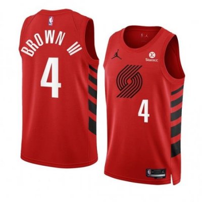 Men Portland Trail Blazers 4 Greg Brown III 2022 23 Red Statement Edition Swingman Stitched Basketball Jersey