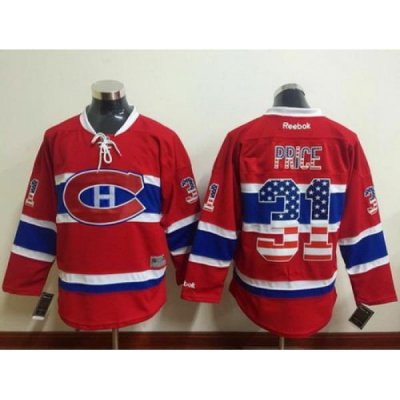 Canadiens  #31 Carey Price Red USA Flag Fashion Stitched NHL Jersey