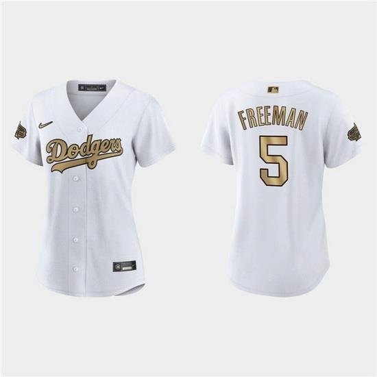 Women Los Angeles Dodgers 5 Freddie Freeman 2022 All Star White Stitched Baseball Jersey