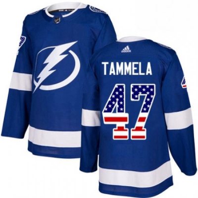 Mens Adidas Tampa Bay Lightning 47 Jonne Tammela Authentic Blue USA Flag Fashion NHL Jersey