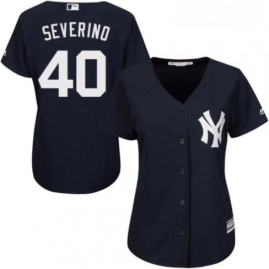 Womens Majestic New York Yankees 40 Luis Severino Replica Navy Blue Alternate MLB Jersey