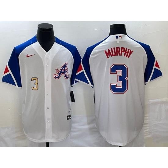 Men's Atlanta Braves #3 Dale Murphy Number White 2023 City Connect Cool Base Stitched Jerseys