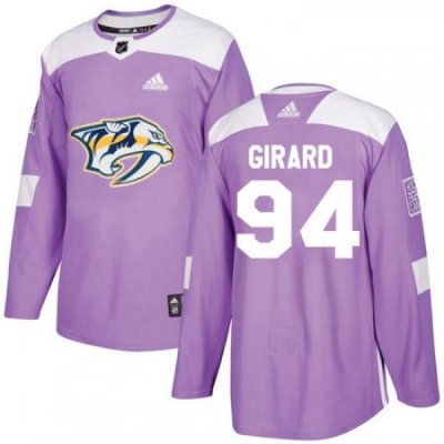 Youth Adidas Nashville Predators 94 Samuel Girard Authentic Purple Fights Cancer Practice NHL Jersey