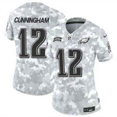 Women Philadelphia Eagles 12 Randall Cunningham 2024 F U S E Arctic Camo Salute To Service Limited Stitched Jersey