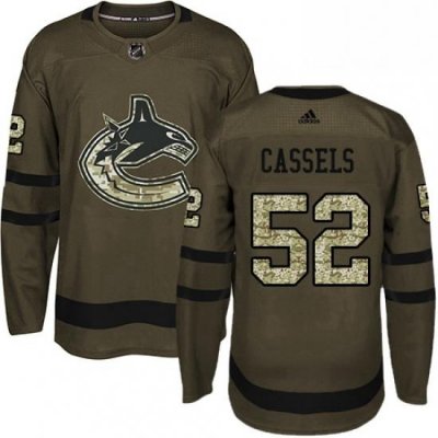 Mens Adidas Vancouver Canucks 52 Cole Cassels Premier Green Salute to Service NHL Jersey