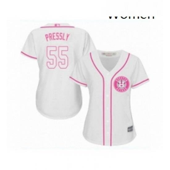 Womens Houston Astros 55 Ryan Pressly Authentic White Fashion Cool Base Baseball Jersey