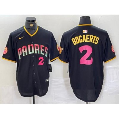 Men San Diego Padres 2 Xander Bogaerts Black Cool Base Stitched Baseball Jersey 2